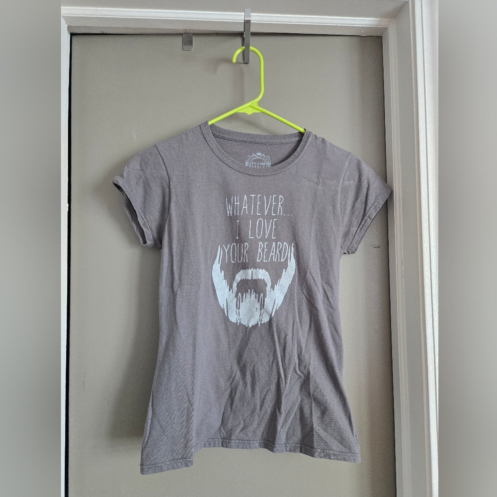 Gray Graphic T-Shirt with Beard Design